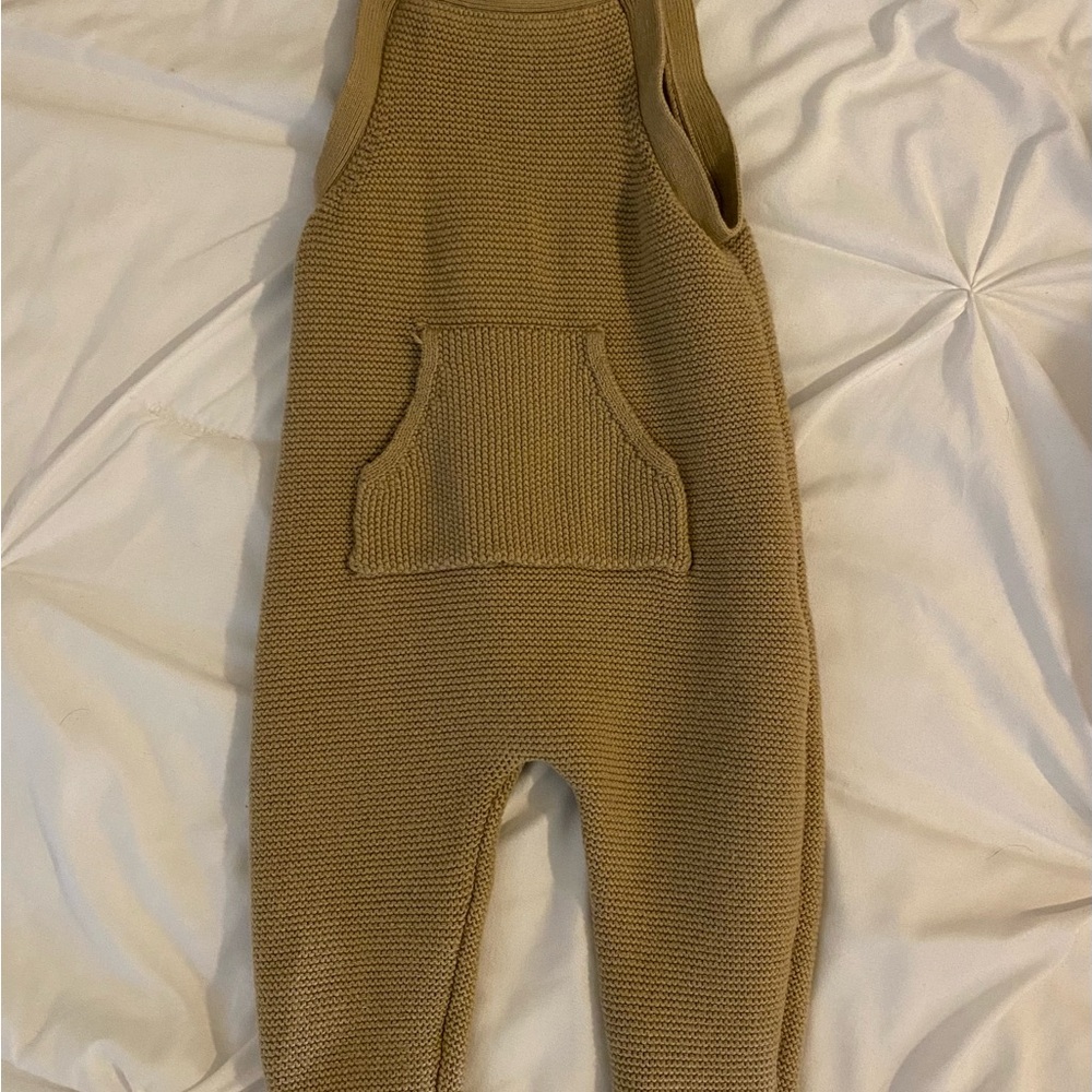 Tan Knit Baby Toddler Overalls